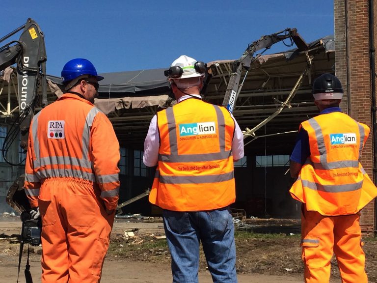 Anglian Demolition team in PPE at demolition project site