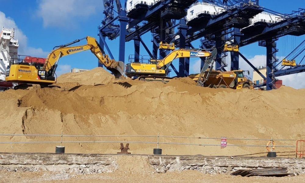 Earthworks carried out on beach at Felixstowe, Suffolk
